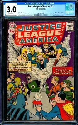 Buy Justice League Of America 21 | Aug 1963 | CGC 3.0 | JSA Meet JLA | Classic Cover • 126.32£