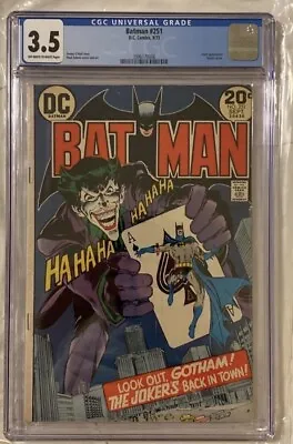 Buy Batman #251 *cgc 3.5* 1971 Classic Neal Adams Joker Cover • 245.09£