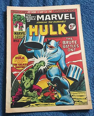 Buy Free P & P; Mighty World Of Marvel Weekly #64, 22nd December 1973: Hulk, FF! • 5.99£
