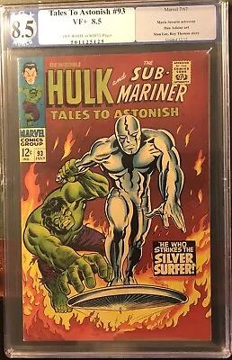 Buy Tales To Astonish #93 Pgx VF+ 8.5 Silver Surfer Vs Incredible Hulk! Marvel 1967 • 573.19£