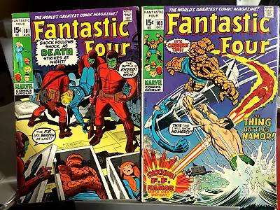 Buy Fantastic Four #101 + 103 Marvel 1970 Kirby Agatha Harkness Mid Grade Bronze Age • 39.71£