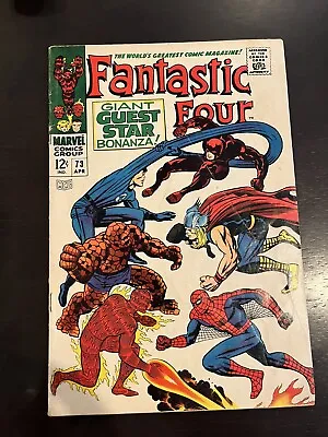 Buy FANTASTIC FOUR #73 Apr 1968 Marvel Guest Stars Thor Spider-Man Lee Kirby VG/F • 30.03£