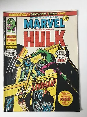 Buy The Mighty World Of Marvel The Incredible Hulk Comic No.106 October 1974 • 5.99£