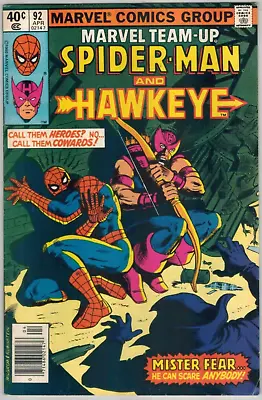 Buy Marvel Team-Up 92  Spider-Man & Hawkeye!  1980 Fine Marvel Comic • 3.16£