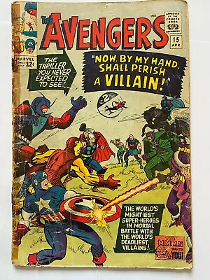 Buy THE AVENGERS #15 Silver Age  Marvel 1965 LOW GRADE Poor But Complete • 14.95£