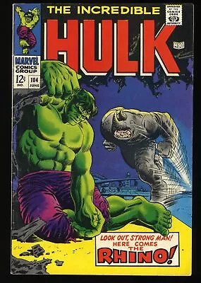Buy Incredible Hulk #104 FN+ 6.5 Classic Battle! Incredible Hulk Vs Rhino! • 76.41£