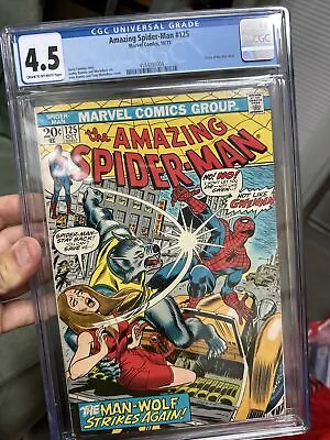 Buy Amazing Spider-man   125  Cgc  4.5  Ow. Pages!!!  Origin Of The Man-wolf 1973 • 103.90£