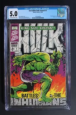 Buy Incredible Hulk Annual #1 Vs INHUMANS 1968 Classic STERANKO League Evil CGC 5.0 • 195.18£