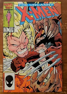 Buy Uncanny X-MEN #213 Marvel Comic Book 1987 Wolverine Battles Sabretooth VF/NM • 14.25£