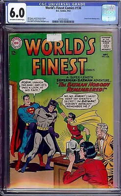 Buy Worlds Finest #136 - CGC 6.0 - Superman + Batman - Silver Age - Plus Green Arrow • 108.43£