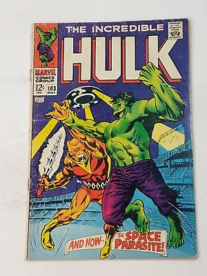 Buy Incredible Hulk 103 Marvel 1st Appearance Of Space Parasite Silver Age 1968 • 32.43£