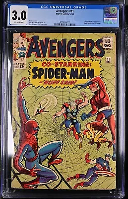 Buy Avengers #11 1964 - CGC 3.0 🔑 Early SPIDER-MAN 🕷️ Appearance! Kang • 116.22£