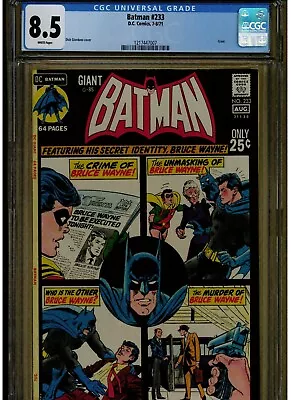 Buy Batman #233 Cgc 8.5 White Pages 1971 Dick Giordano Art Cover Dc Comics Giant • 132.62£