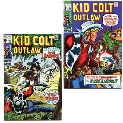 Buy Kid Colt Outlaw #s 141, 145 Lot Of 2 Marvel Comics (1969-70) WILD WESTERN • 7.96£