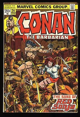 Buy Conan The Barbarian #24 VF- 7.5 1st Full Appearance Red Sonja! Marvel 1973 • 98.79£