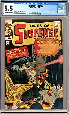 Buy Tales Of Suspense #50 Cgc 5.5 1st Mandarin! Ow-wht Pages Marvel 1964 • 254.22£