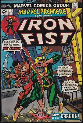 Buy Marvel Comics MARVEL PREMIERE #16 Second Appearance Of Iron Fist 1974 FN-/VG! • 14.30£