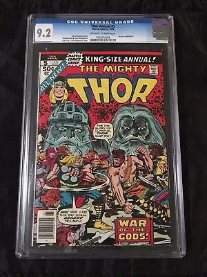 Buy Marvel Comics 1976 Thor Annual #5 CGC 9.2 NM- Jack Kirby Thor Vs Hercules Cover! • 119.93£