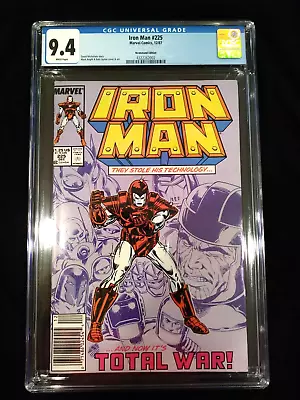 Buy Iron Man #225, CGC 9.4, Marvel Newsstand, December 1987, Armor Wars Part 1! • 99.29£
