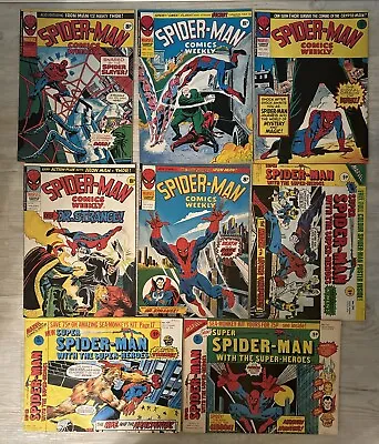 Buy Spider-man Comics Weekly 8 Issues 151, 154 - 160 Vintage Marvel UK Bundle 1976 • 27.99£