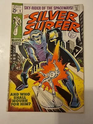Buy Silver Surfer #5 - Marvel 1969 Silver Age 25c Lee Buscema Fantastic Four VG/FN • 30£