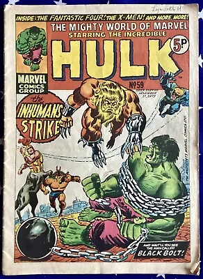 Buy The Mighty World Of Marvel #59, Marvel Uk, 1973, Hulk, Fantastic Four • 3.99£