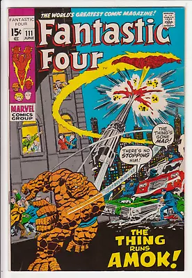Buy Fantastic Four #111, Marvel Comics 1971 FN/VF 7.0  Hulk Cameo • 28.11£