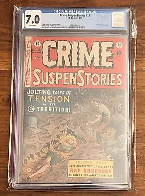 Buy Crime Suspenstories #15 Cgc 7.0 -white Pages Ec Comics 1953 • 1,199.28£