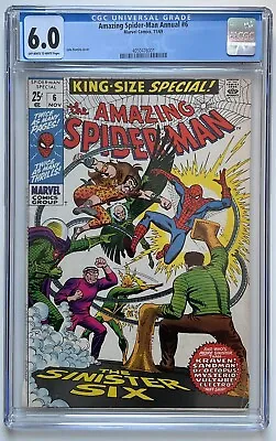 Buy Amazing Spider-Man Annual 6 CGC 6.0 Sinister Six Kraven Electro 1969 Marvel • 145.46£