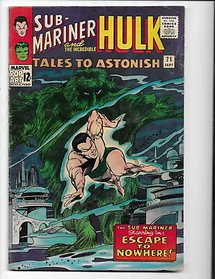 Buy Tales To Astonish 71 - Vg+ 4.5 - Namor - Incredible Hulk - The Leader (1965) • 16.79£