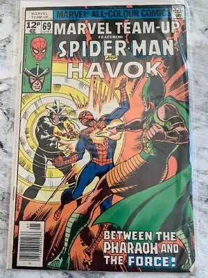 Buy Marvel Team Up 69 - Feat Havok Spiderman - Rare Pence Variant 1972 1st Print VG • 6.99£