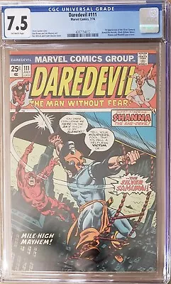 Buy DAREDEVIL #111 (Silver Samurai 1st Appearance) CGC 7.5 VF- Marvel Comics 1974 • 118.58£
