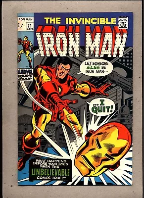 Buy Invincible Iron Man #21_january 1970_vf+_ Iron Man Quits _silver Age Marvel_uk! • 9.50£