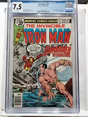 Buy Iron Man #120 CGC 7.5  (1979, Marvel) 💥1st Justin Hammer! Newsstand White Pages • 67.20£