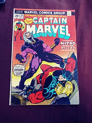 Buy Captain Marvel #34 *1st Appearance Of Nitro* 1974 Comic • 19.79£