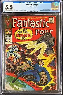 Buy Fantastic Four #62 🌟 CGC 5.5🌟 1st Appearance Of BLASTAAR! Marvel Comic 1967 • 76.30£