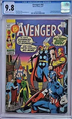 Buy Avengers #92 Cgc 9.8 Highest Graded • 1,482.08£