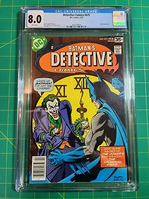 Buy Detective Comics #475, Classic Joker Cover Batman, CGC 8.0 White Pages • 135.04£