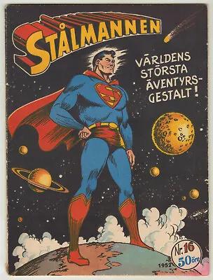 Buy SUPERMAN #16 Swedish Golden Age Comic! Classic Superman Cover DC COMICS 1952 • 156.91£