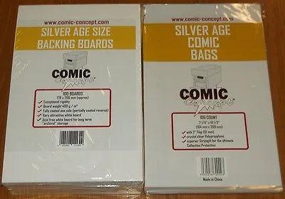 Buy 100 X SILVER AGE ( BAGS AND BACKING )  BOARDS COMIC CONCEPT  • 14.99£