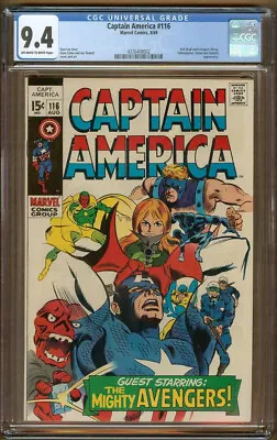 Buy Captain America #116 CGC 9.4 (1969 Marvel) Red Skull & Avengers Appearance • 138.32£