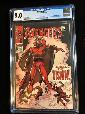 Buy Avengers 57 CGC 9.0, 1st Appearance Of Silver Age Vision, Key Issue, 1968 Marvel • 1,219.27£