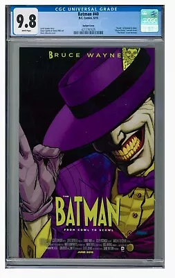Buy Batman #40 (2015) Movie Poster Mask Homage Variant CGC 9.8 • 79.95£