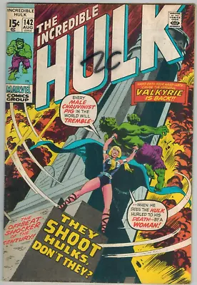 Buy Incredible Hulk 142 1st Valkyrie!  Enchantress! VG- 1971 Marvel Comic • 27.94£