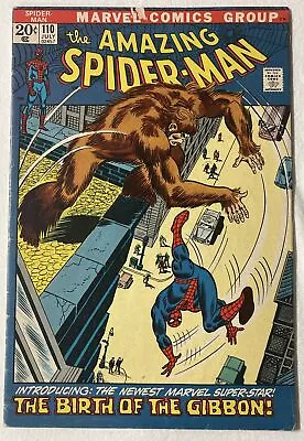 Buy The Amazing Spider-Man #110, 1972 Last Stan Lee On ASM 1st App Gibbon Key G/VG • 14.65£