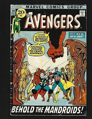 Buy Avengers #94 VG+ Neal Adams Kree/Skrull War Captain Marvel 1st Mandroids (Armor) • 9.59£