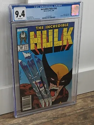 Buy Incredible Hulk #340 CGC 9.4 *NEWSSTAND*Hulk VS Wolverine Iconic McFarlane Cover • 295.64£