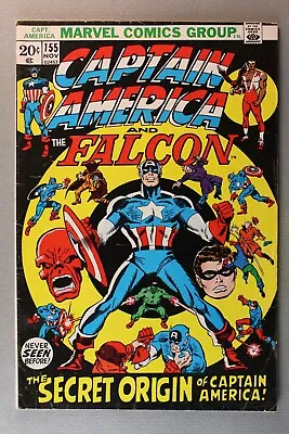 Buy Captain America #155 And The Falcon *1972* The Secret Origin Of Captain America! • 7.87£
