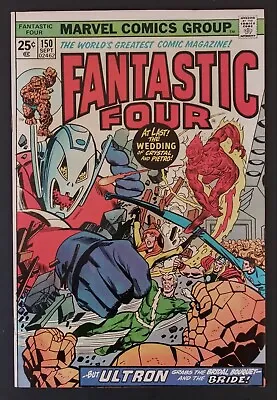 Buy Fantastic Four #150 (The Wedding Of Quicksilver & Crystal/ Ultron 7 App.) 1974 • 8.69£