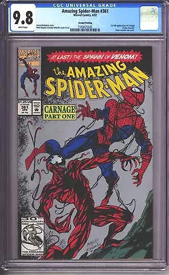 Buy Amazing Spider-Man #361 CGC 9.8 (1992) 2nd Print 1st Full Appearance Of Carnage • 53£
